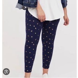 Navy Capri from torrid with gold foil pattern